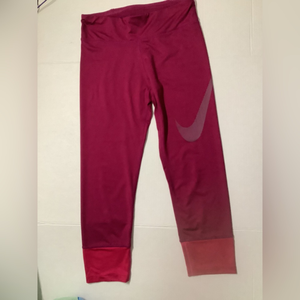 Nike Women's Maroon Berry Ombre Leggings with Swoosh